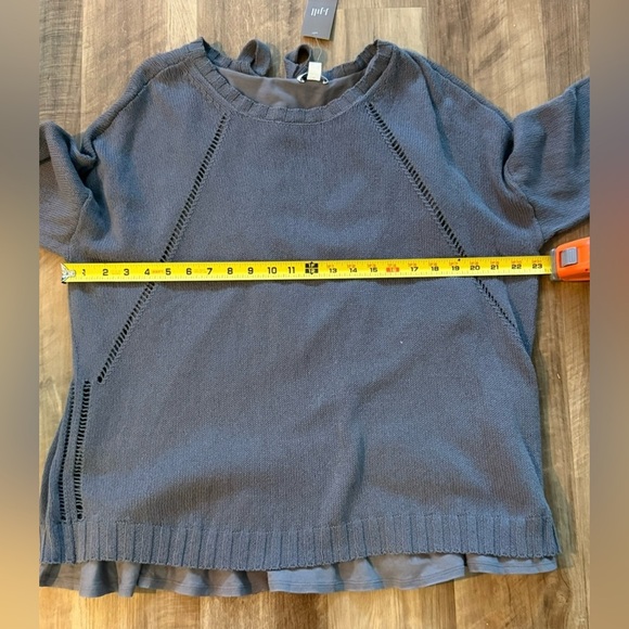 J.Jill Gray Knit Open-Back Sweater with Tie Detail Cozy Layered Long Sleeve NWT - Picture 6 of 8